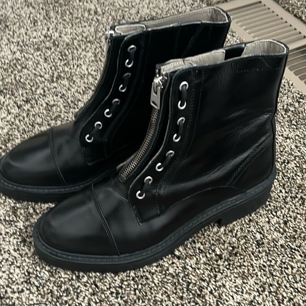 Allsaints Alaria Combat Leather Moto Black Boot, worn twice